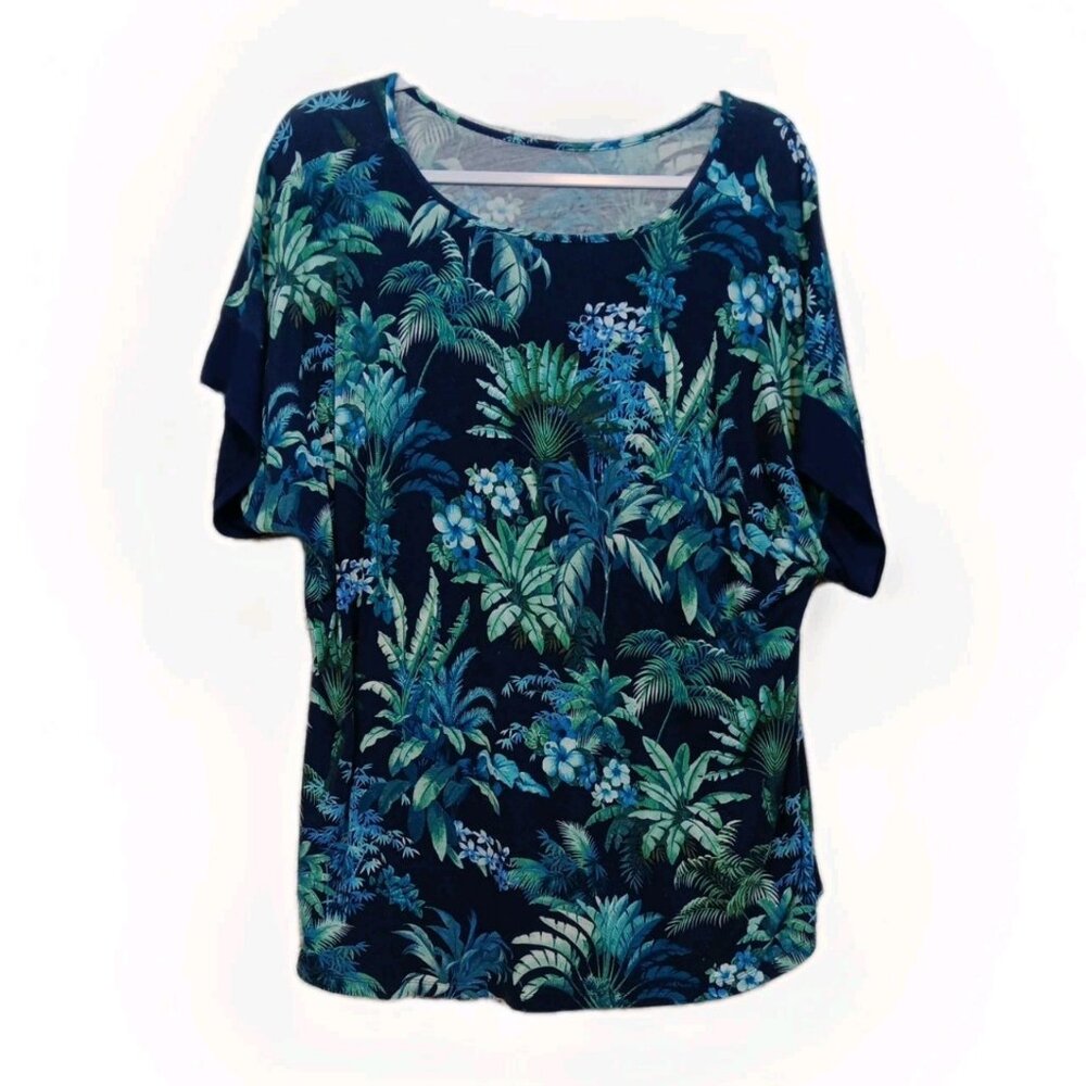 Tommy Bahama Women’s XL Tunic – Blue Floral Hawaiian Top – Rayon Blend - Picture 5 of 5